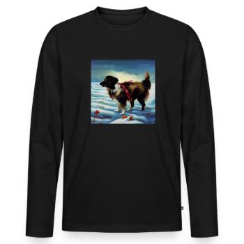 Deutsch Shepherd Christmas - Men's Premium Organic Long Sleeve Shirt - black - Front - Nico (187cm)