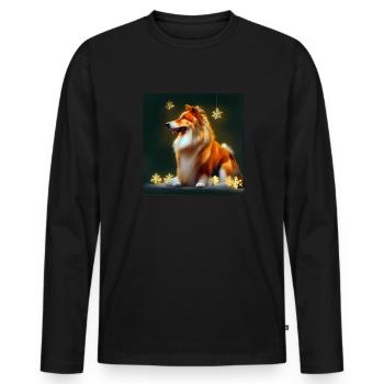 Rough Collie Christmas - Men's Premium Organic Long Sleeve Shirt - black - Front - Nico (187cm)