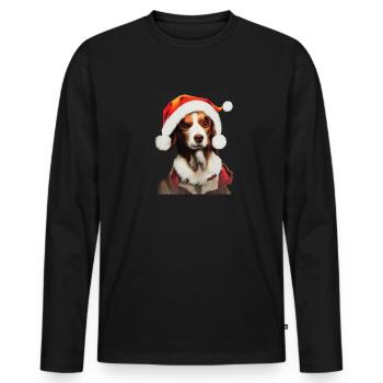 Epagneul Breton Weihnachten - Männer Premium Bio Langarmshirt - Schwarz - Vorne - Nico (187cm)