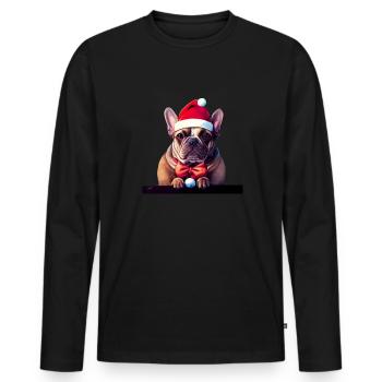 Français Bulldog Christmas - Frenchie - T-shirt manches longues Premium bio Homme - noir - Devant - Nico (187cm)