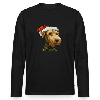 Airedale Terrier Noël - T-shirt manches longues Premium bio Homme - noir - Devant - Nico (187cm)