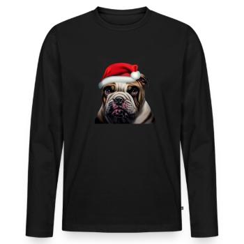 Old English Bulldog Christmas - Men's Premium Organic Long Sleeve Shirt - black - Front - Nico (187cm)