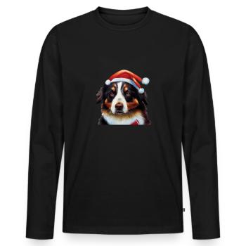Australian Shepherd Christmas - Men's Premium Organic Long Sleeve Shirt - black - Front - Nico (187cm)