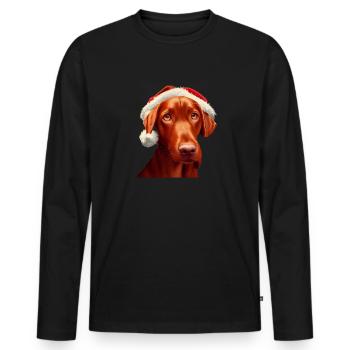 Vizsla Christmas - Men's Premium Organic Long Sleeve Shirt - black - Front - Nico (187cm)