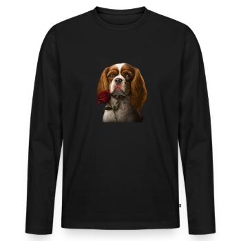 Cavalier King Charles Spaniel Saint-Valentin - T-shirt manches longues Premium bio Homme - noir - Devant - Nico (187cm)