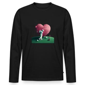 Golf Valentins Tag - Männer Premium Bio Langarmshirt - Schwarz - Vorne - Nico (187cm)
