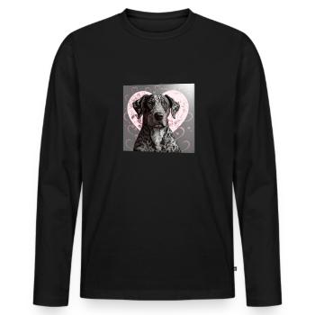 Catahoula Leopard Chien Saint-Valentin - T-shirt manches longues Premium bio Homme - noir - Devant - Nico (187cm)