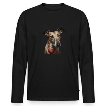 Lurcher Valentins Tag - Männer Premium Bio Langarmshirt - Schwarz - Vorne - Nico (187cm)