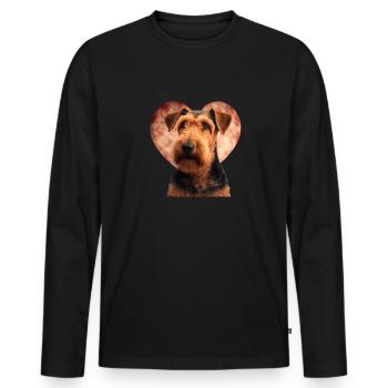 Airedale Terrier Valentins Tag - Männer Premium Bio Langarmshirt - Schwarz - Vorne - Nico (187cm)