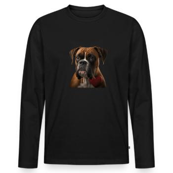 Boxer Saint-Valentin - T-shirt manches longues Premium bio Homme - noir - Devant - Nico (187cm)
