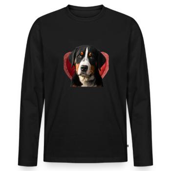 Grand Bouvier Suisse Saint-Valentin - T-shirt manches longues Premium bio Homme - noir - Devant - Nico (187cm)