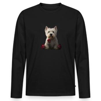 Westie Valentins Tag - Männer Premium Bio Langarmshirt - Schwarz - Vorne - Nico (187cm)