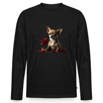 Chihuahua Valentins Tag - Männer Premium Bio Langarmshirt - Schwarz - Vorne - Nico (187cm)