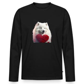 Samojede Valentins Tag - Männer Premium Bio Langarmshirt - Schwarz - Vorne - Nico (187cm)