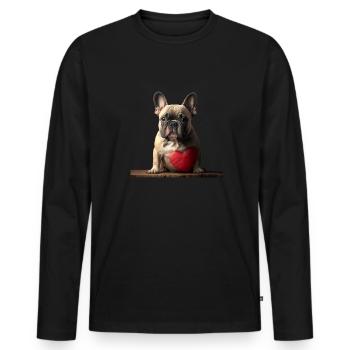 Französische Bulldogge Valentins Tag - Männer Premium Bio Langarmshirt - Schwarz - Vorne - Nico (187cm)