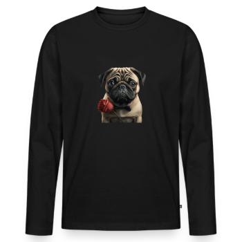 Carlin Saint-Valentin - T-shirt manches longues Premium bio Homme - noir - Devant - Nico (187cm)