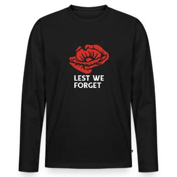 Poppy - N’oublions jamais - T-shirt manches longues Premium bio Homme - noir - Devant - Nico (187cm)