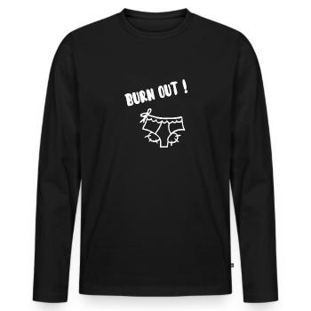 Burn out! - T-shirt manches longues Premium bio Homme - noir - Devant - Nico (187cm)