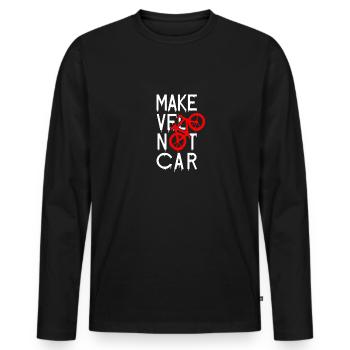 MAKE VÉLO NOT CAR ! (cyclisme) - T-shirt manches longues Premium bio Homme - noir - Devant - Nico (187cm)