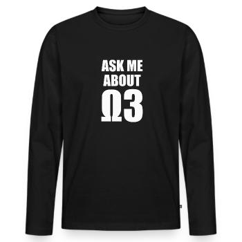 Posez-moi des questions sur les oméga 3 - blanc - T-shirt manches longues Premium bio Homme - noir - Devant - Nico (187cm)