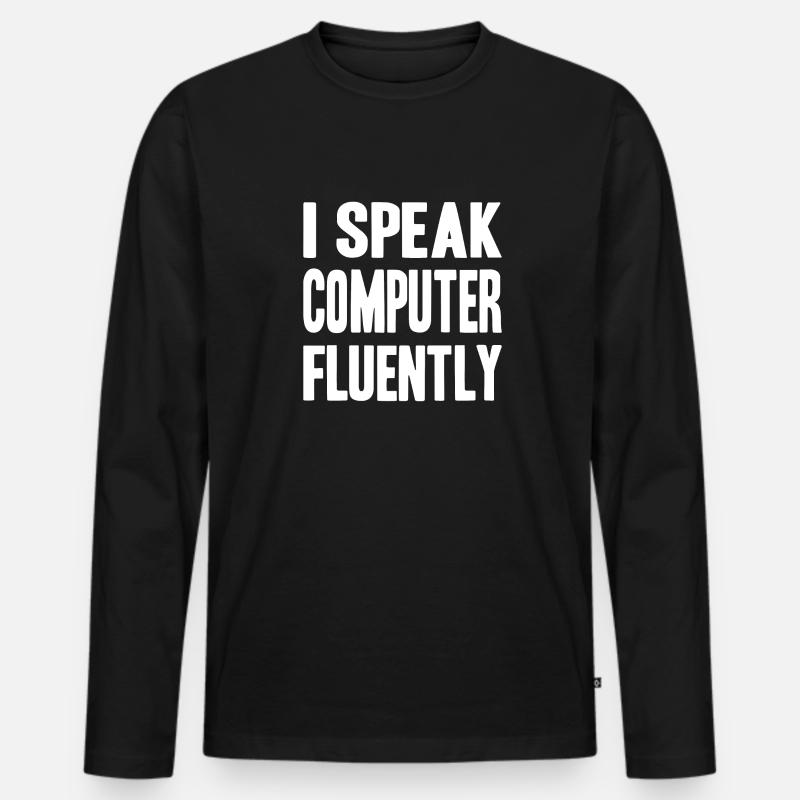 I speak computer fluently - Männer Premium Bio Langarmshirt - Schwarz