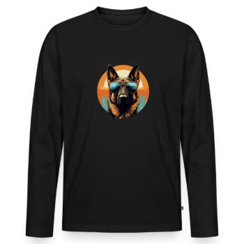 German Shepherd Cool - German Shepherd - Men's Premium Organic Long Sleeve Shirt - black - Front - Nico (187cm)