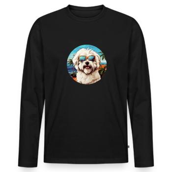 Coton de Tulear Cool - Coton de Tulear Dog - T-shirt manches longues Premium bio Homme - noir - Devant - Nico (187cm)