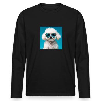 Bichon Frise Cool - Bichon Frise - T-shirt manches longues Premium bio Homme - noir - Devant - Nico (187cm)