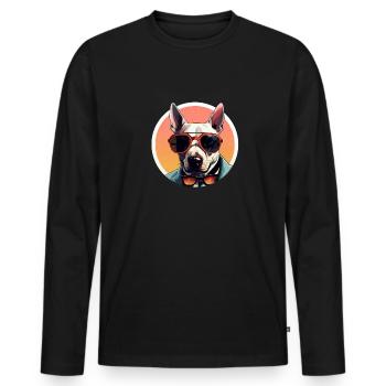 Bull Terrier Cool - Bull Terrier Dog - Men's Premium Organic Long Sleeve Shirt - black - Front - Nico (187cm)