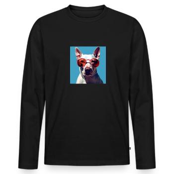 Bull Terrier Cool - Bull Terrier Dog - Men's Premium Organic Long Sleeve Shirt - black - Front - Nico (187cm)