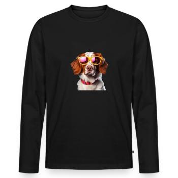Epagneul Breton Cool - Epagneul Breton Hund - Männer Premium Bio Langarmshirt - Schwarz - Vorne - Nico (187cm)