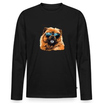 Chow Chow Cool - Chow Chow Hund - Männer Premium Bio Langarmshirt - Schwarz - Vorne - Nico (187cm)