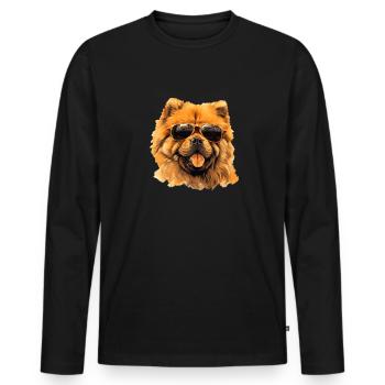 Chow Chow Cool - Chow Chow Hund - Männer Premium Bio Langarmshirt - Schwarz - Vorne - Nico (187cm)