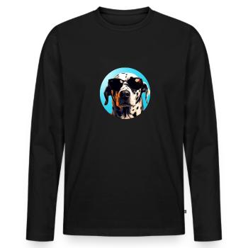 Dalmatian Cool - Dalmatian Dog - Men's Premium Organic Long Sleeve Shirt - black - Front - Nico (187cm)