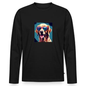 Golden Retriever Cool - Golden Retriever Dog - Men's Premium Organic Long Sleeve Shirt - black - Front - Nico (187cm)