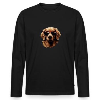 Golden Retriever Cool - Golden Retriever Dog - Men's Premium Organic Long Sleeve Shirt - black - Front - Nico (187cm)