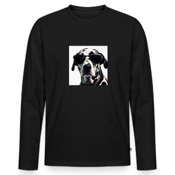 Dalmatian Cool - Dalmatian Dog - Men's Premium Organic Long Sleeve Shirt - black - Front - Nico (187cm)