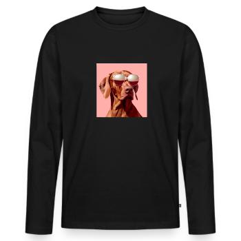 Vizsla Cool - Vizsla Chien - T-shirt manches longues Premium bio Homme - noir - Devant - Nico (187cm)