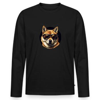 Shiba Inu Cool - Shiba Inu Chien - T-shirt manches longues Premium bio Homme - noir - Devant - Nico (187cm)