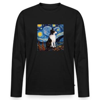Border Collie Sternennacht - Männer Premium Bio Langarmshirt - Schwarz - Vorne - Nico (187cm)