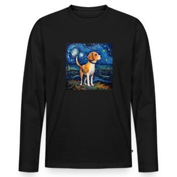 Beagle Sternennacht - Männer Premium Bio Langarmshirt - Schwarz - Vorne - Nico (187cm)