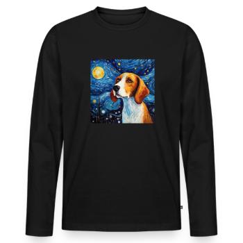 Beagle Sternennacht - Männer Premium Bio Langarmshirt - Schwarz - Vorne - Nico (187cm)
