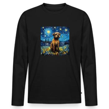 Border Terrier Sternennacht - Männer Premium Bio Langarmshirt - Schwarz - Vorne - Nico (187cm)