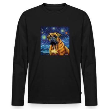 Bullmastiff Sternennacht - Männer Premium Bio Langarmshirt - Schwarz - Vorne - Nico (187cm)