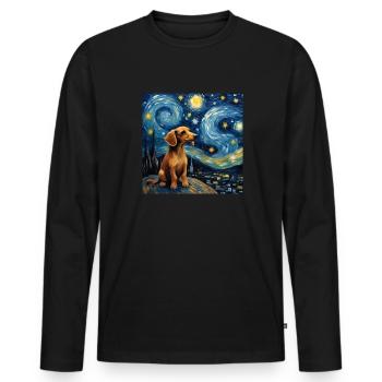 Teckel Nuit étoilée - T-shirt manches longues Premium bio Homme - noir - Devant - Nico (187cm)