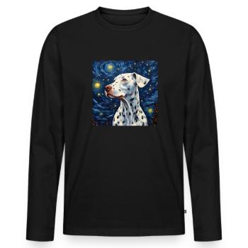 Dalmatian Starry Night - Men's Premium Organic Long Sleeve Shirt - black - Front - Nico (187cm)