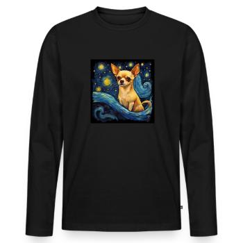 Chihuahua Sternennacht - Männer Premium Bio Langarmshirt - Schwarz - Vorne - Nico (187cm)