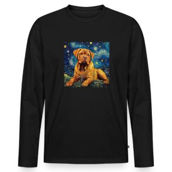 Bordeauxdogge Sternennacht - Männer Premium Bio Langarmshirt - Schwarz - Vorne - Nico (187cm)