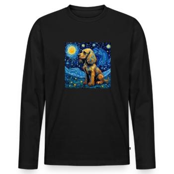 Cocker Épagneul Nuit Étoilée - T-shirt manches longues Premium bio Homme - noir - Devant - Nico (187cm)