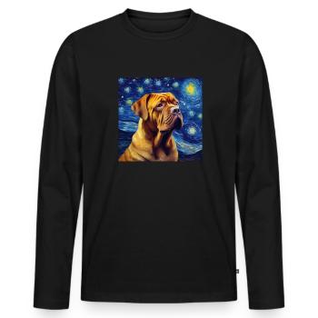 Bordeauxdogge Sternennacht - Männer Premium Bio Langarmshirt - Schwarz - Vorne - Nico (187cm)
